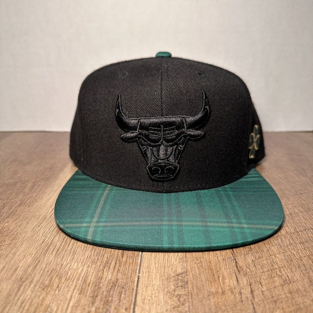 NBA Chicago Bulls Adidas Shamrock Snap Back Cap Black/Green Style VP72Z With Tag